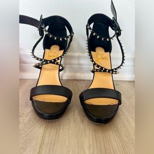 Christian Louboutin Choca Lux 120 mm sandals, black leather with silver spikes